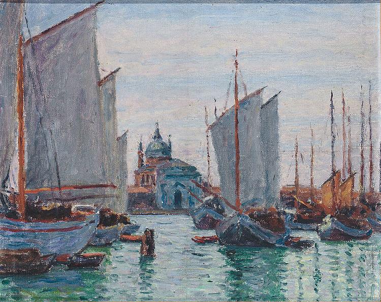 Schiffe an der Zattere in Venedig, Max Arthur Stremel